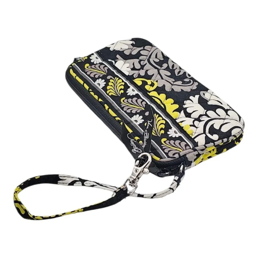 Vera Bradley Black & Yellow Baroque Retired Pattern Zip Close Wristlet‎ Wallet - Picture 2 of 6